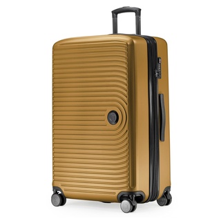 - Großer Hartschalenkoffer, TSA, 4 Rollen, Check-In Gepäck mit 8 cm Volumenerweiterung, 77cm, 130 Liter, Herbstgold