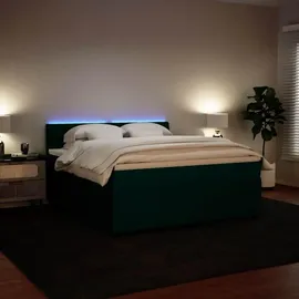 vidaXL Boxspringbett 180 x 200 cm Dunkelgrün