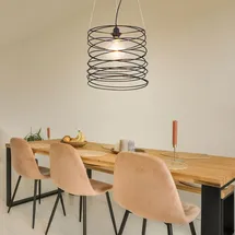 ETC Shop Hängelampe Pendelleuchte Esszimmerlampe Esstischlampe, Metall, 1x E27 Fassung, DxH 35x128cm