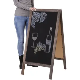 Mendler XL Werbetafel HWC-C17, Aufsteller Kreidetafel Kundenstopper, 2 Schreibflächen klappbar, 100x50cm ~ braun shabby