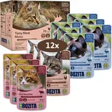 Bozita 12 x 85 g Bozita Häppchen in Gelee Pouch Mixpack Fleisch Menü Katzennassfutter