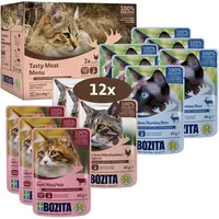 Bozita 12 x 85 g Bozita Häppchen in Gelee Pouch Mixpack Fleisch Menü Katzennassfutter