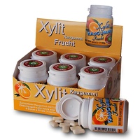 6 x Xylit Kaugummi FRUCHT - 100% Birkenzucker Xylit, BiGPack 80 Stk je Dose