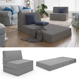 Vicco Sofa Lima, Grau 100 cm mit Schlaffunktion