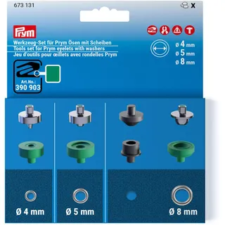 Prym 673131 Werkzeug-Set Ösen mit Scheiben, 4,5 und 8 mm