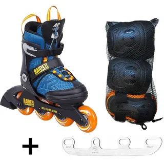 K2 RAIDER PRO PACK Kinder Inline Skate inkl. Schonerset inkl. SABRES 4 Schlittschuh Eiskufen - 32-37