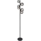 GLOBO Stehlampe Wohnzimmer schwarz Industrial Stehleuchte Kugel schwarz LED Leselampe Stehlampe, Metall Glas, 6x LED 3,5W 350Lm warmweiß, H 155 cm