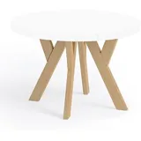 dekori möbel Runder Ausziehbarer Tisch 90 x 76 x 90 cm weiß