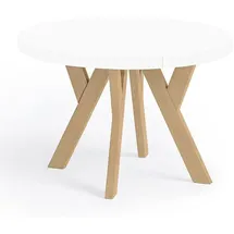 dekori möbel Runder Ausziehbarer Tisch 90 x 76 x 90 cm weiß