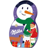 Milka Snow Mix Adventskalender – Bunter Weihnachtskalender mit Schokolade, Kugeln & gefüllter Schneemann-Figur – 236g