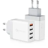 Kayshow Mehrfach USB Ladegerät (2 Stücke), 33W 4 Ports USB Stecker Schnellladegerät Ladestecker USB Netzteil, Ladeadapter Schnell Aufladen für iPhone 15/14/13/12/11, Samsung Galaxy S21 S20 S10 A13