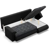 mebligo Rechts Ecksofa mit Schlaffunktion, Schwarz + Schwarz
