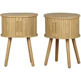 sweeek - Skandinavischer Nachttisch Mit Holzeffekt 2 Schiebetüren (2er-set)