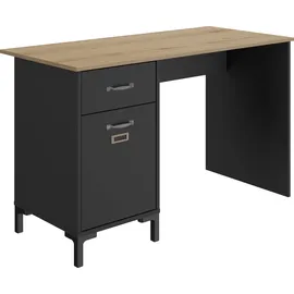 Gami Schreibtisch GAMI "Manchester", schwarz (schwarz, eiche), B:120cm H:72,6cm T:55cm, Tische, Schreibtisch, mit Stauraum