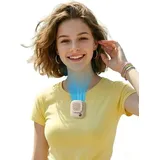FELIXLEO Handventilator Mini Nackenventilator Akku LED Anzeige Beige beige