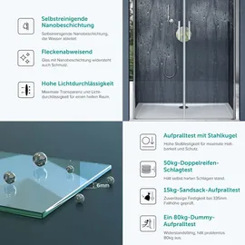 SoGood doporro Duschtür Nischentür dusche Duschabtrennung Duschkabine 90cm Nischendrehtür 195cm ESG-Sicherheitsglas aus Klarglas mit Hebe- und Senkmechanismus Teramo24k