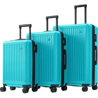 Flieks Rollkofferset 3 tlg., Kofferset Trolleyset Gepäckstück, Reisekofferset mit 4 Rollen und TSA Schloss, Hartschale Trolley, M-L-XL, Grün - Grün