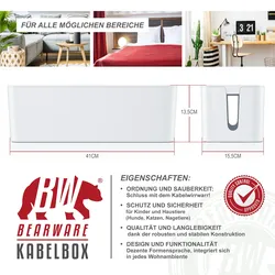 BEARWARE Kabelbox, Kabel Box mit Gummifüßen - Kabelmanagement / dezente Optik / Ladebox