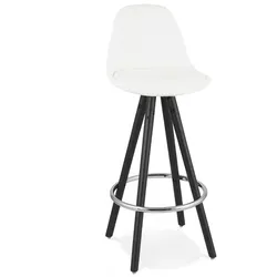 Hochstuhl und Küchenhocker aus Holz und Textil | Mittelhoher Snackhocker mit Rückenlehne und Fußstütze | Modern Zeitlos | Kadima Design
