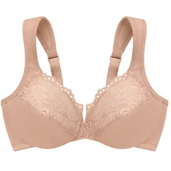 GLAMORISE Tief geschnittener WonderWire-BH mit Spitze - Haut Unterwäsche   Damen 
