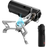 evocamp Gaskocher faltbar mit Tragetasche, klappbarer Gas Campingkocher, Camping Kocher mit Piezozündung ohne Gaskartuschen