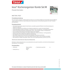 Tesa Küchen-Organizer Kombi Set M weiß 60,0 x 15,0 x 34,0 cm, 1 Set