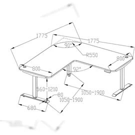 Mendler Eckschreibtisch HWC-D40 Weiß