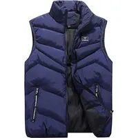 ASKSA Herren Steppweste mit Reißverschlusstaschen Daunenweste Body Warmer Outdoor Sport Winterweste, Blau, XXL - Blau - XXL