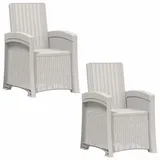 vidaXL Liegesessel Garten Rattan-Optik 2 pcs 2 x 2 x 2 cm weiß