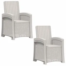 vidaXL Liegesessel Garten Rattan-Optik 2 pcs 2 x 2 x 2 cm weiß