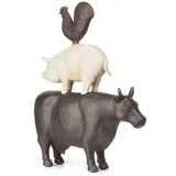 moritz Deko-Figur Kuh Schwein und Hahn stehen aufeinander aus Polyresin Dekorations Idee Standdeko Tierwelt Statue Skulptur