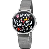 REGENT Damen Uhr Scribble Look BA-516 Metall Armbanduhr Fancyline Silber URBA516