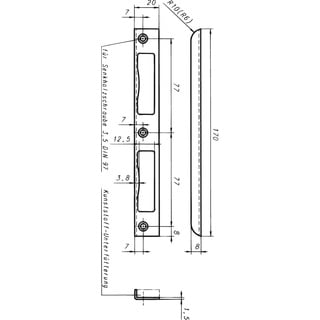 Sächsische Schlossfabrik W Schließbl. 170x20x8 m.Einl.o. Befw.silb.