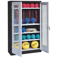 C+P Sportgeräteschrank mit Lochblech-Flügeltüren (Typ 2), HxBxT 195x120x50 cm,