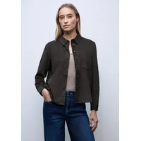 STREET ONE Damen, 3412385 Cordbluse mit Tapedetails, Darkest Brown,