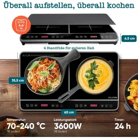 STILLSTERN Doppel-Induktionskochfeld -Kochplatte 3600W, 18 Stufen, 24h Timer,