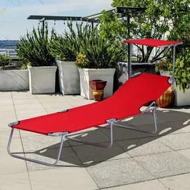 Outsunny Sonnenliege, Rot, Metall, Textil, 58x27x187 cm, Gartenmöbel, Gartenliegen