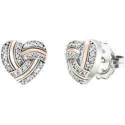 TASHI Paar Ohrstecker »SPARKLING HEART, MT.TN.0118.0007«, (inkl. Schmuckbox), mit Zirkonia (synth.) TASHI silberfarben-gelbgoldfarben-kristallweiß + kristallweiß