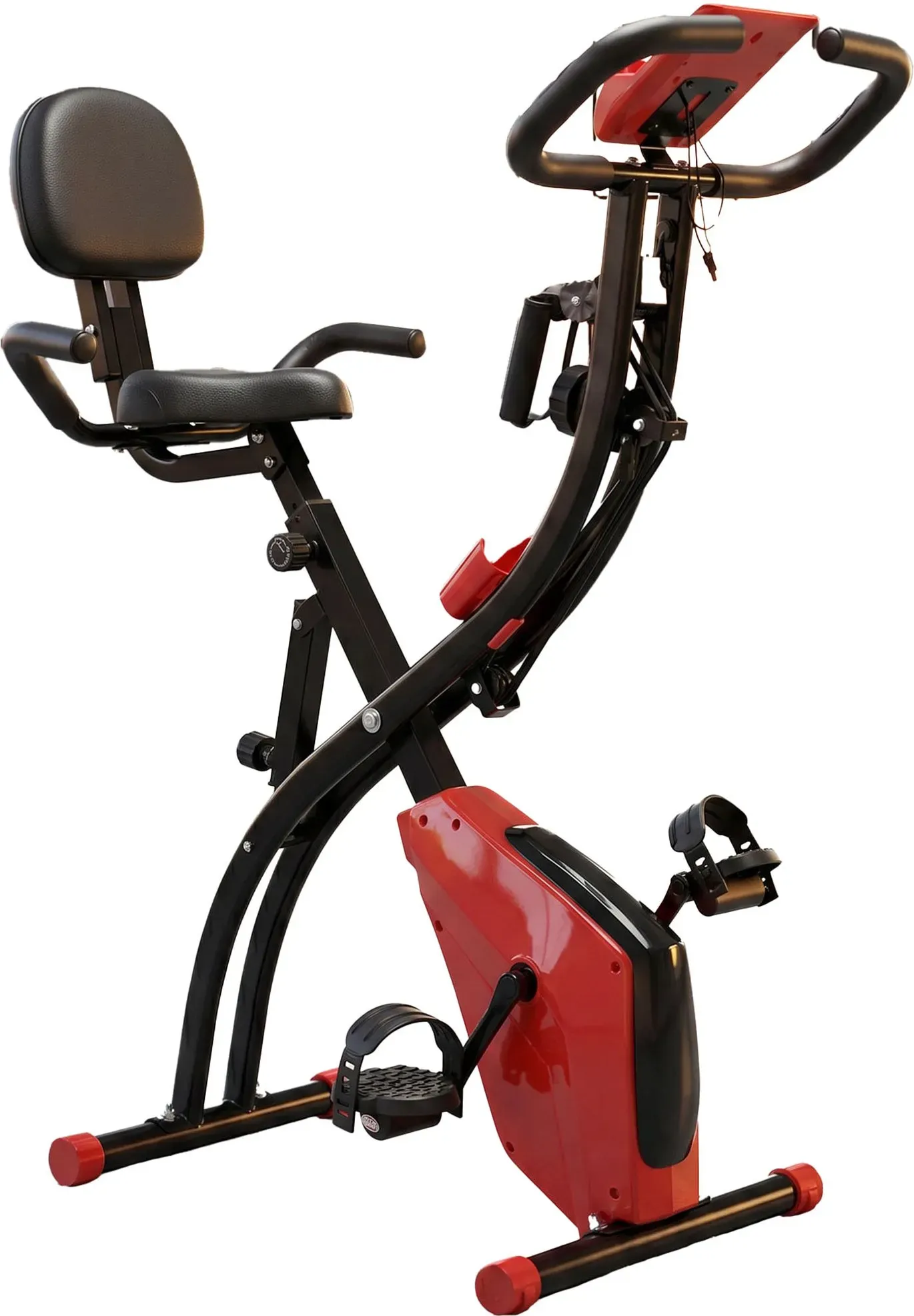 HOMCOM 2-in-1 Heimtrainer klappbar mit LCD-Display und 8-stufig einstellbarem Magnetwiderstand, inkl. 1 Paar Spannseil für effektives Training   Aosom.de
