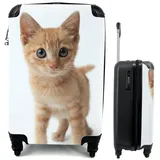 MuchoWow Handgepäckkoffer Katze - Rot - Kätzchen - Mädchen - Kinder - Jungen - Kind, 4 Rollen, Reisetasche mit rollen, Handgepäck für Ferien, Trolley, Reisekoffer bunt