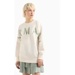 Armani Exchange für Damen. XW000495AF12739U1003 Beigefarbenes Sweatshirt mit Rundhalsausschnitt (L), Lässig, Baumwolle