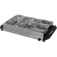 2 In 1 Buffetwarmer 68l Warmhalteplatte 300 Watt Edelstahl Speisewarmer Silber 223009485
