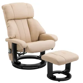 Homcom Relaxsessel mit Hocker Kunstleder 80 x 102 x 76 cm Weiß