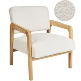Beliani Sessel Hjo Bouclé 61 x 76 x 68 cm Cremeweiß/Hellbraun gepolstert