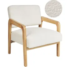 Beliani Sessel Hjo Bouclé 61 x 76 x 68 cm Cremeweiß/Hellbraun gepolstert