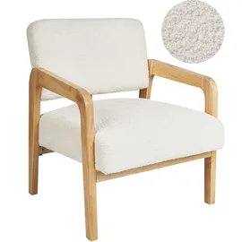 Beliani Sessel Hjo Bouclé 61 x 76 x 68 cm Cremeweiß/Hellbraun gepolstert
