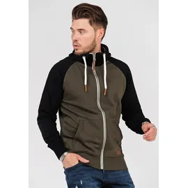 behype Sweatjacke "HENRAY", Herren, Gr. S, grün (khaki), 70% Baumwolle, 30% Polyester, mehrfarbig, normal, ohne Ausschnitt, Sweatjacken Sweatjacke, mit erhöhtem Kragen
