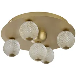 Licht-Erlebnisse Deckenleuchte HANVER Gold Klar 5x LED 21W dimmbar LE120751