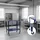 Relaxdays Arbeitstisch Stahl 91,5x88x46 cm blau mit Rollen