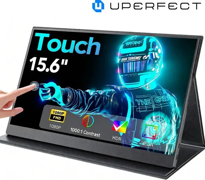 Uperfect 15,6 Zoll Touchscreen portable Monitore für Laptop, 1080P mobiler Monitor, Mini-HDTV, USB-C externe Monitore für Laptop/Smartphone/Spielkonsole, VESA-Mountable